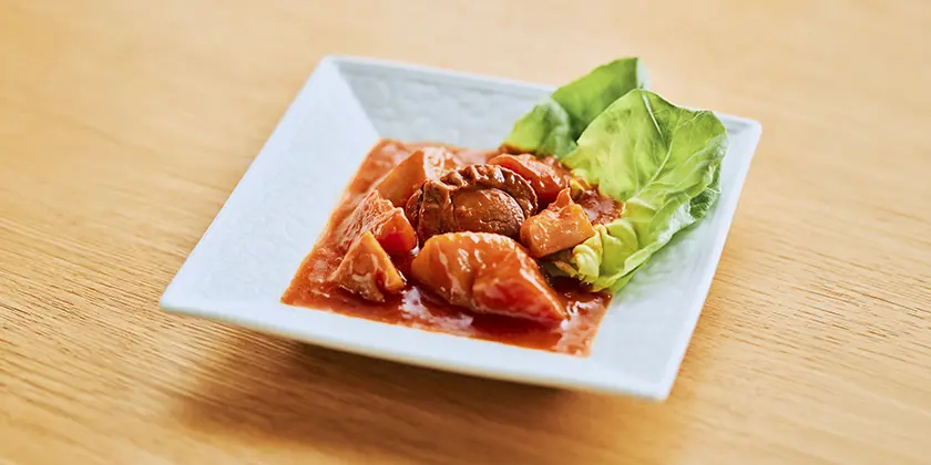 野菜とホタテのチリソース