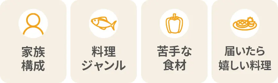 家族構成 料理ジャンル 苦手な食材 届いたら嬉しい料理