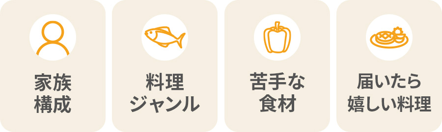 家族構成 料理ジャンル 苦手な食材 届いたら嬉しい料理