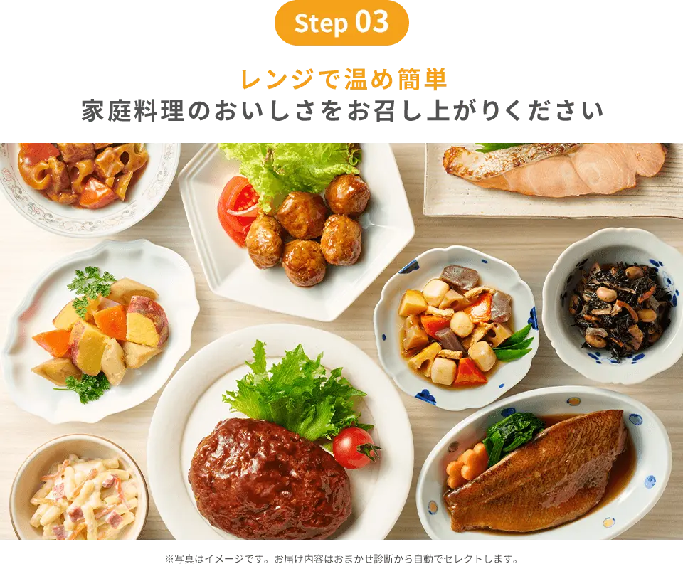 step03｜レンジで温め簡単　家庭料理のおいしさをお召し上がりください