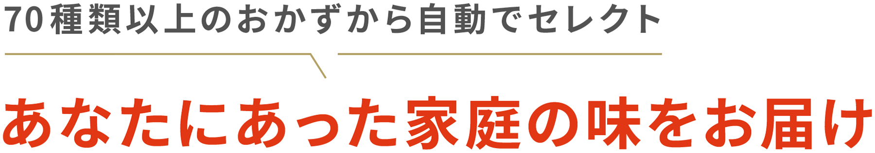 70種類以上のおかずから自動でセレクトあなたにあった家庭の味をお届け