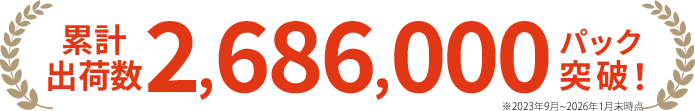 累計出荷数2,686,000パック突破!