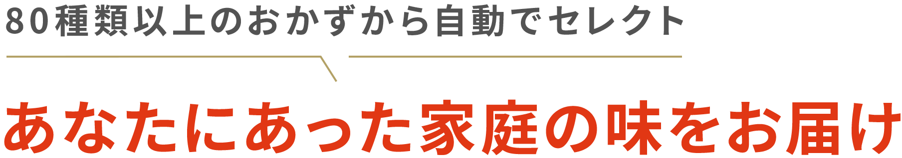 80種類以上のおかずから自動でセレクトあなたにあった家庭の味をお届け