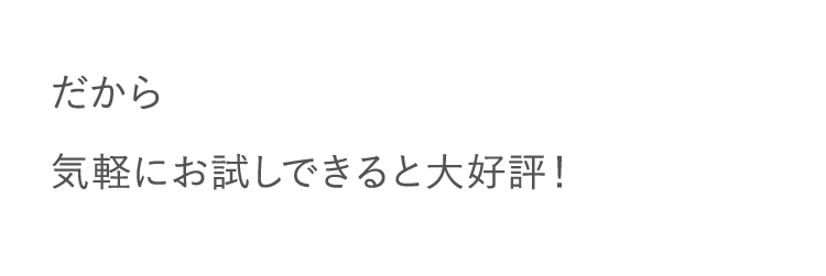 だから気軽にお試しできると大好評！