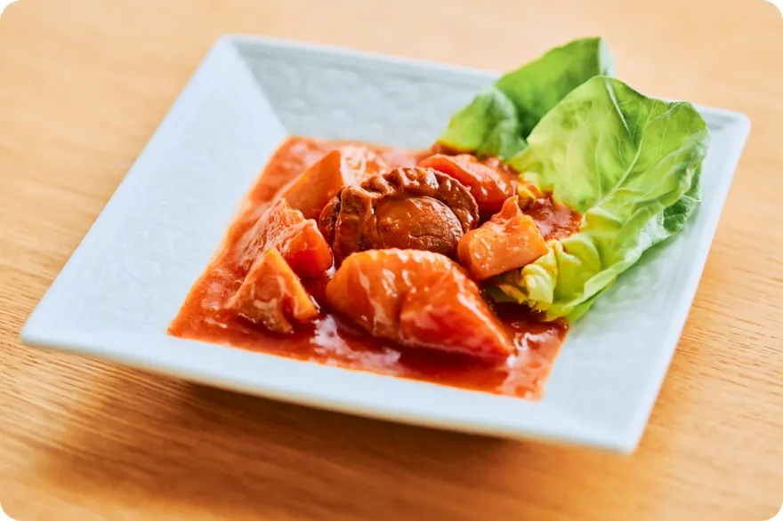 野菜とホタテのチリソース